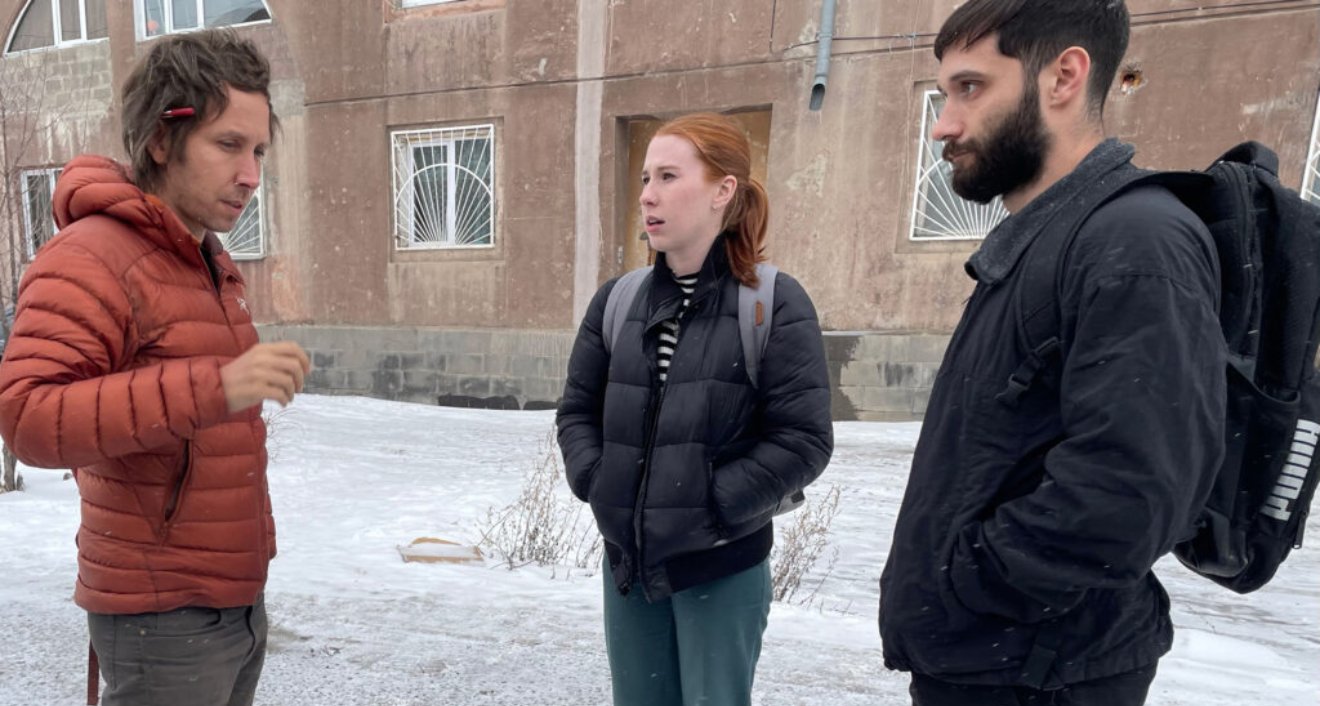 (Left to right) Senior Clinical Supervisor at the University Network for Human Rights Thomas Becker, McGovern ’22, and Olivieri ’24 traveled to Armenia to interview people who suffered human rights abuses during the Nagorno-Karabakh conflict.